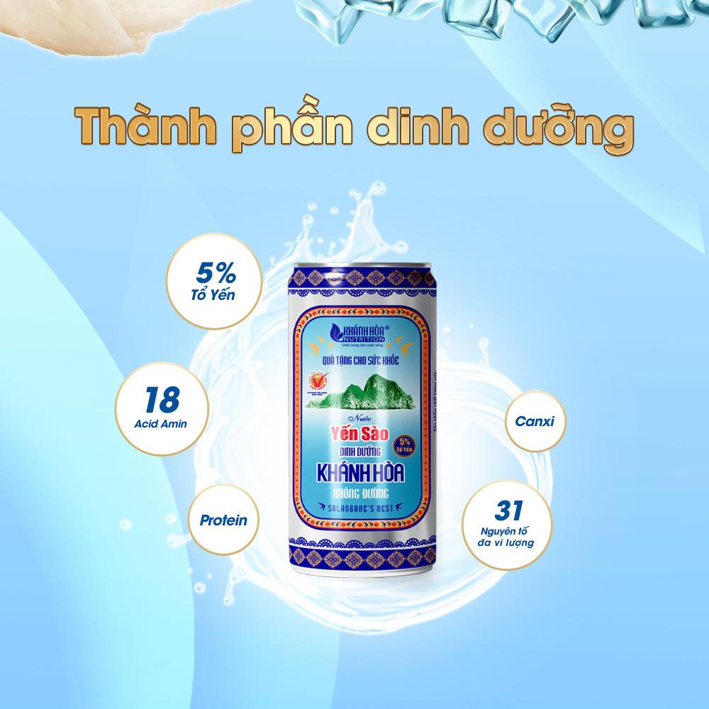 Nước Yến Sào 5% Khánh Hòa Nutrition - Khay 30 lon x 190ml - Không Đường