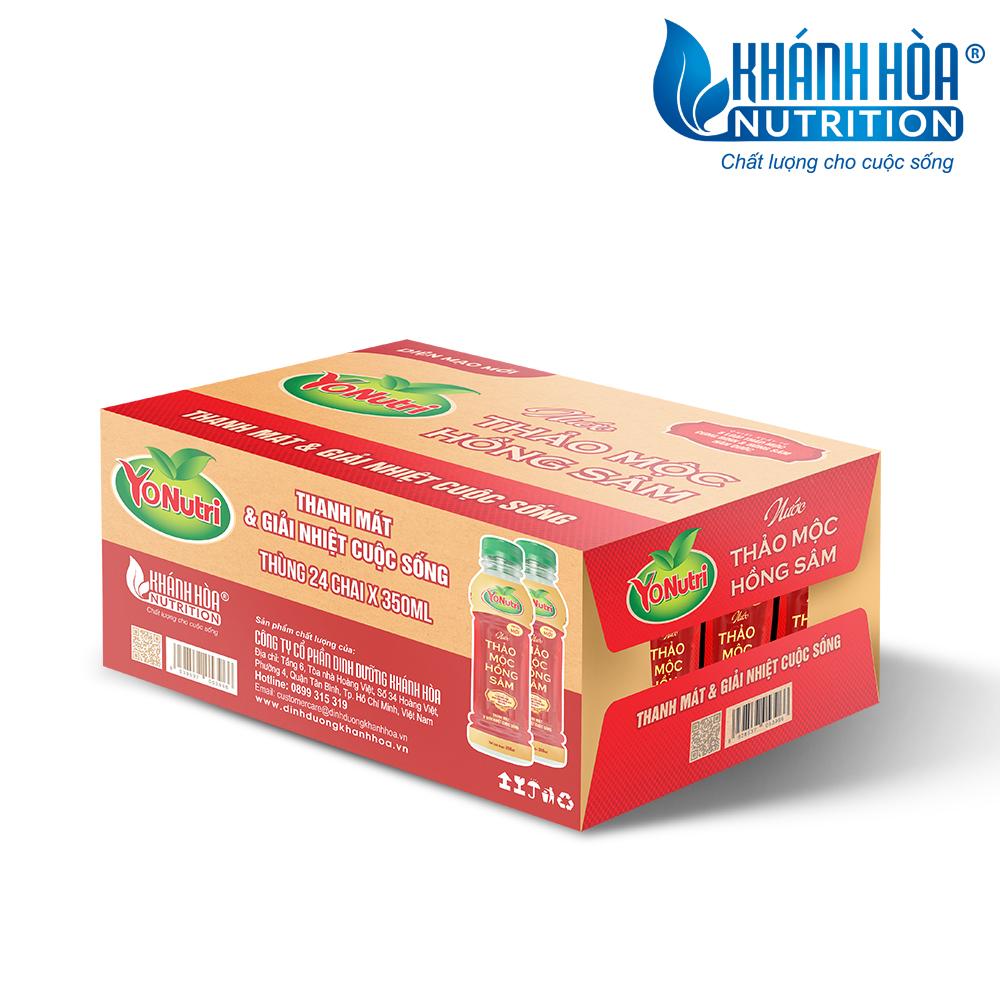 Thùng 24 Chai Nước Thảo Mộc Hồng Sâm YoNutri - Chai 350ml