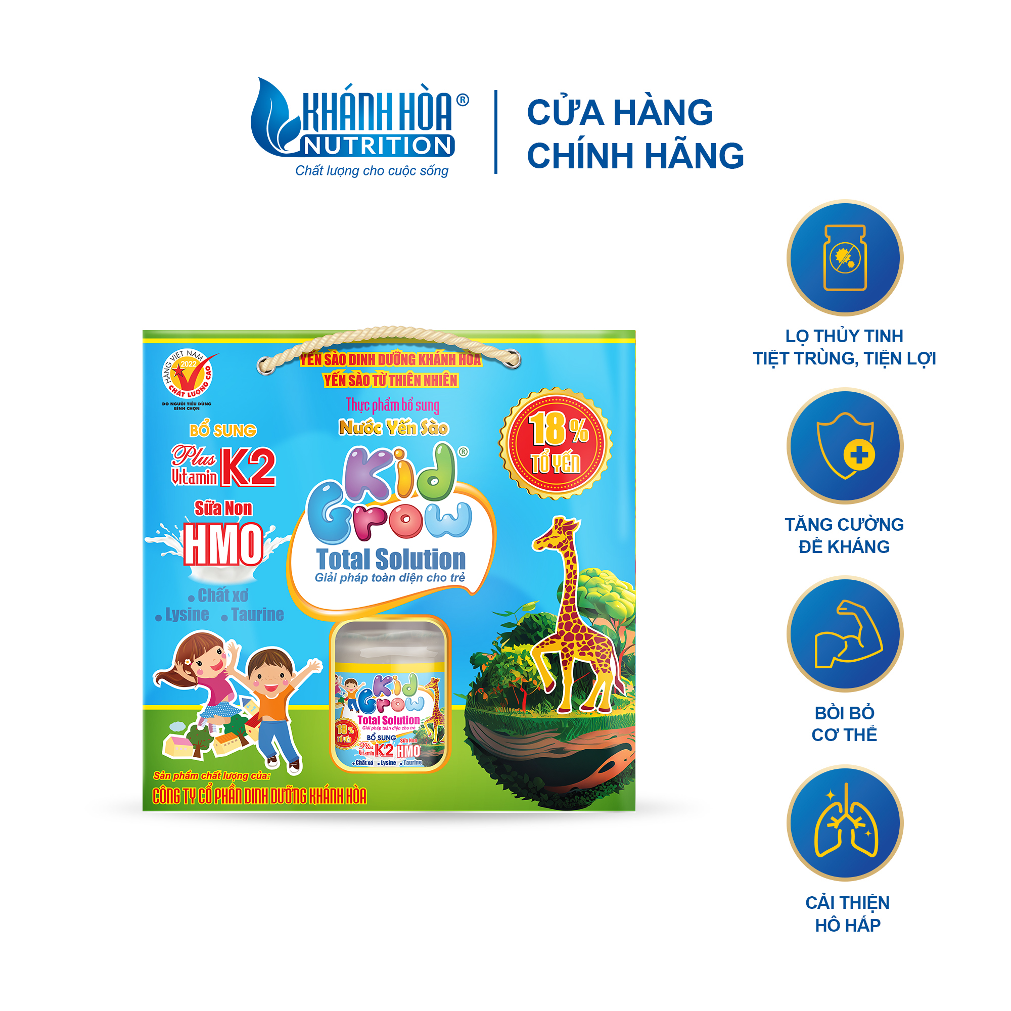 Block Nước Yến Cho Bé Kidgrow Total Solution 18% Tổ Yến - Block 6 Lọ x 70ml