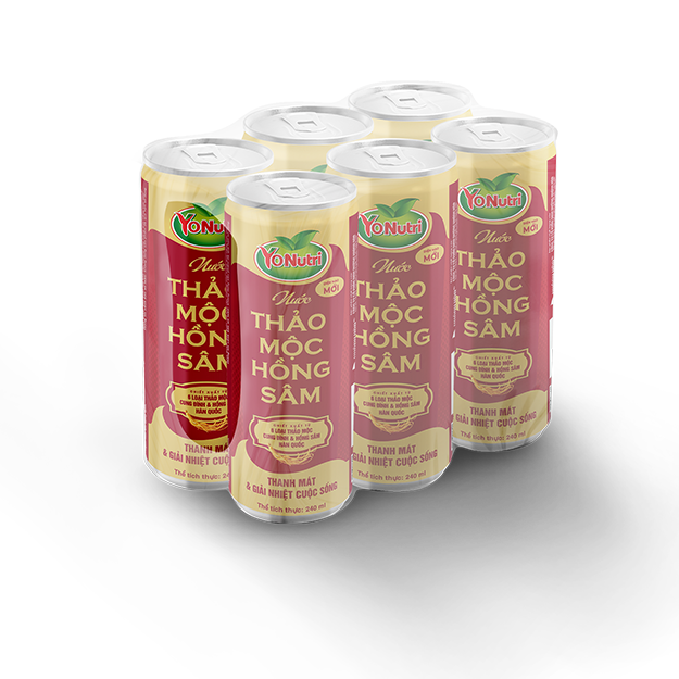 Khay Nước Thảo Mộc Hồng Sâm Hàn Quốc YoNutri 24 lon x 240ml