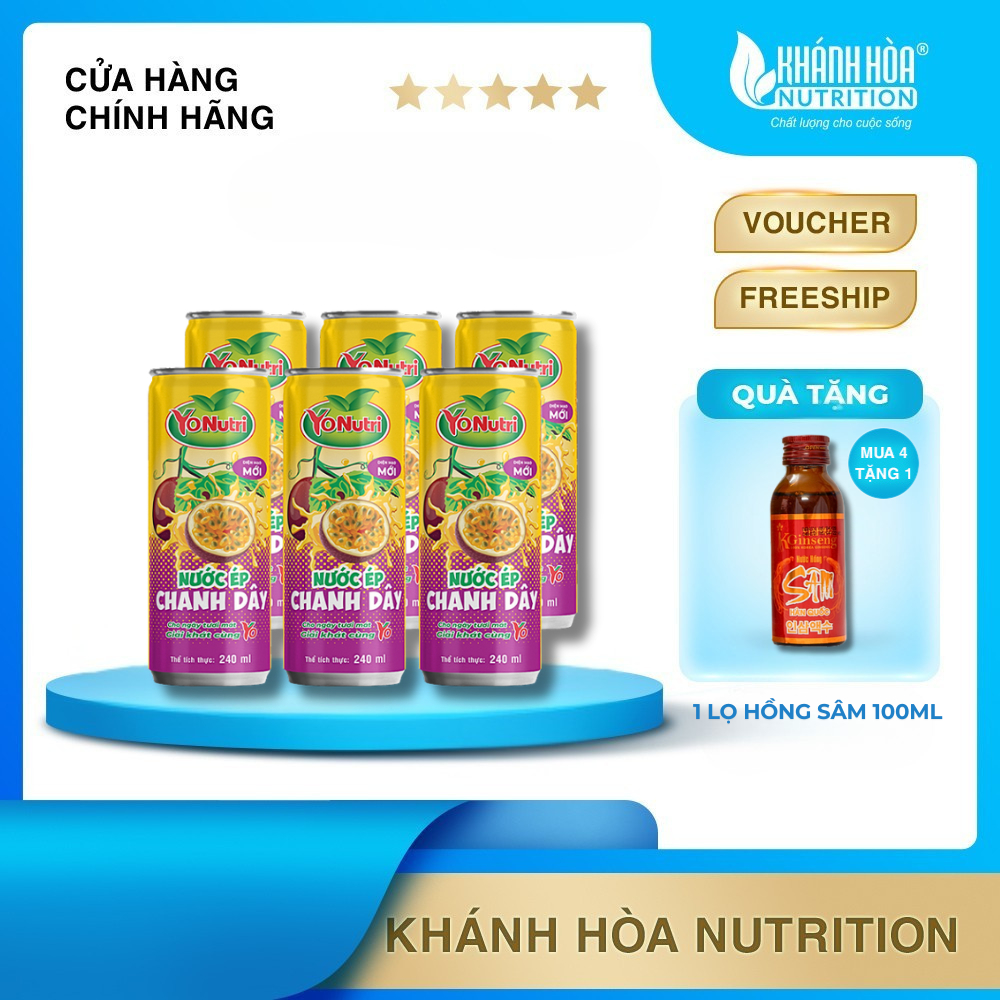 Khay 24 Lon Nước Ép Chanh Dây YoNutri -  24 lon x 240ml
