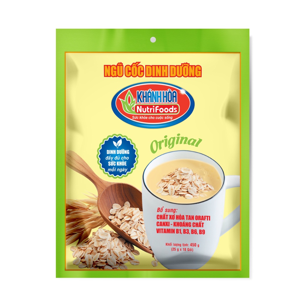 Ngũ Cốc Dinh Dưỡng - Khánh Hòa NutriFoods - Bổ Sung Chất Xơ Hòa Tan & Canxi -Khoáng Chất ,Vitamin (Túi 18 Gói x 25g)