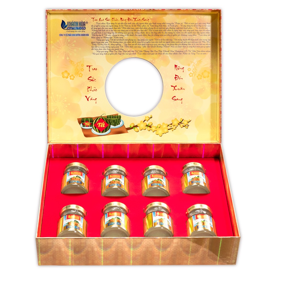 Hộp Quà Xuân Phát Tài 25% Tổ Yến Chưng Đường Phèn - Khánh Hòa Nutrition (Hộp 8 lọ x 70ml)