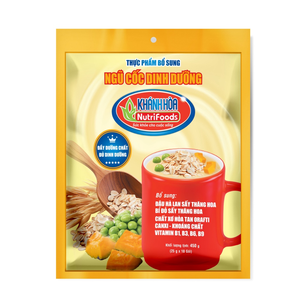 Thực Phẩm Bổ Sung Ngũ Cốc Dinh Dưỡng Khánh Hòa NutriFoods - Bổ Sung Rau Củ Quả, Canxi, Vitamin (Túi 18 Gói x 25g)