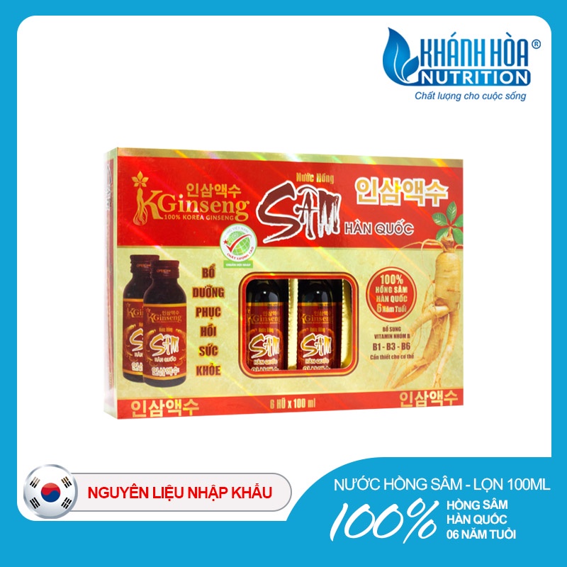 Hộp Quà Nước Hồng Sâm Hàn Quốc 6 Năm Tuổi Kginseng - Khánh Hòa Nutrition ( 6 lọ x 100ml )