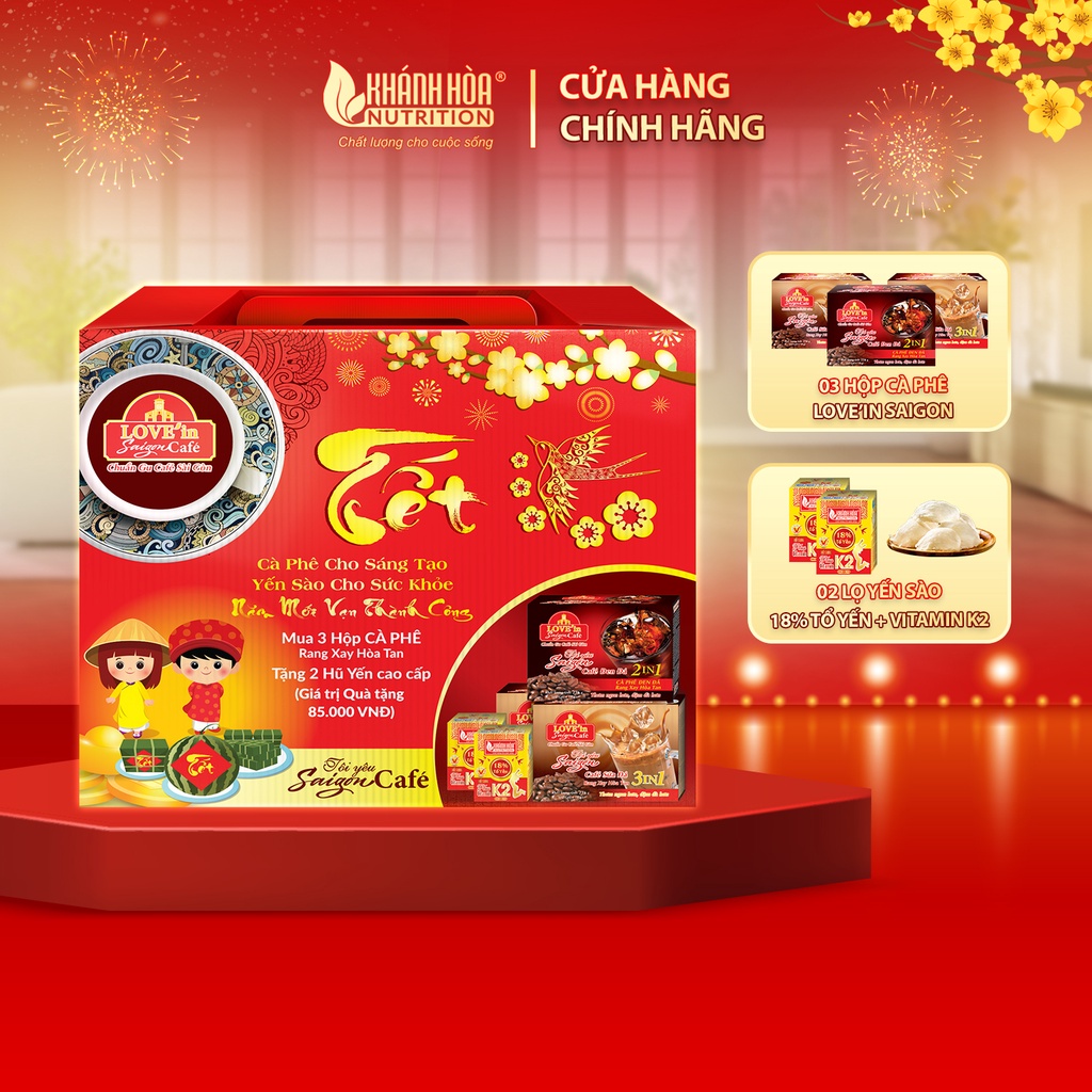 Hộp Quà Love'in Sài Gòn Cà phê ( 3 Hộp Cafe - Tặng 2 lọ Yến 18% 70ml)