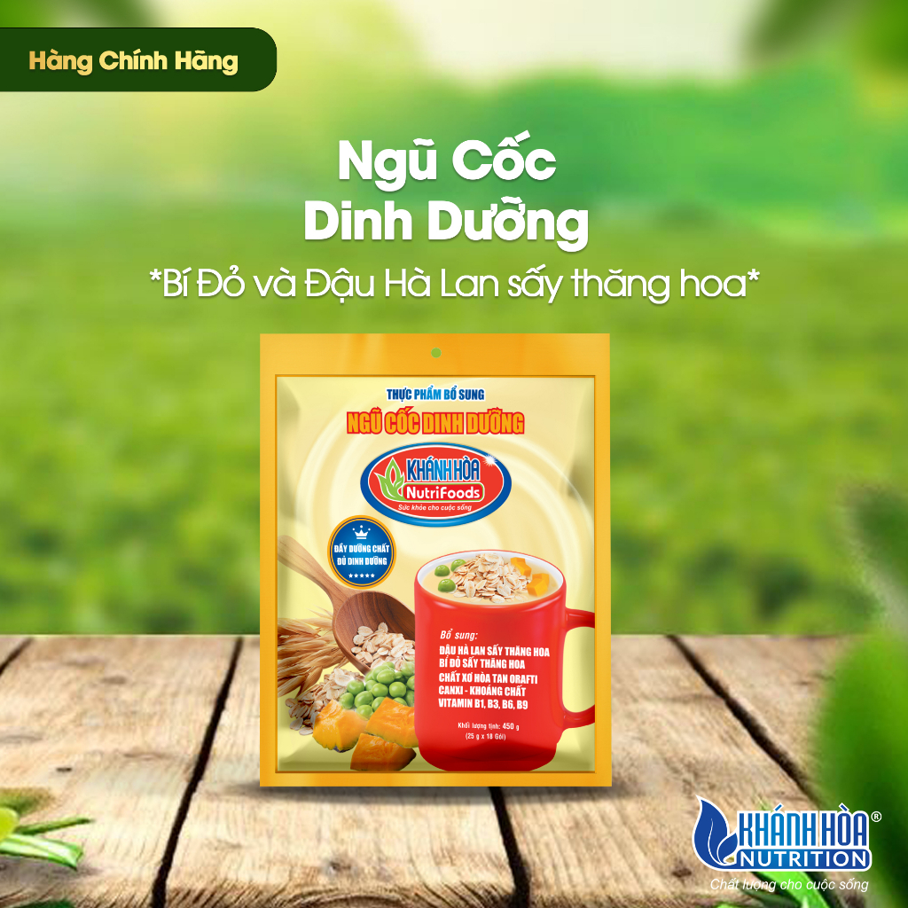 Thực Phẩm Bổ Sung Ngũ Cốc Dinh Dưỡng Khánh Hòa NutriFoods - Bổ Sung Rau Củ Quả, Canxi, Vitamin (Túi 18 Gói x 25g)