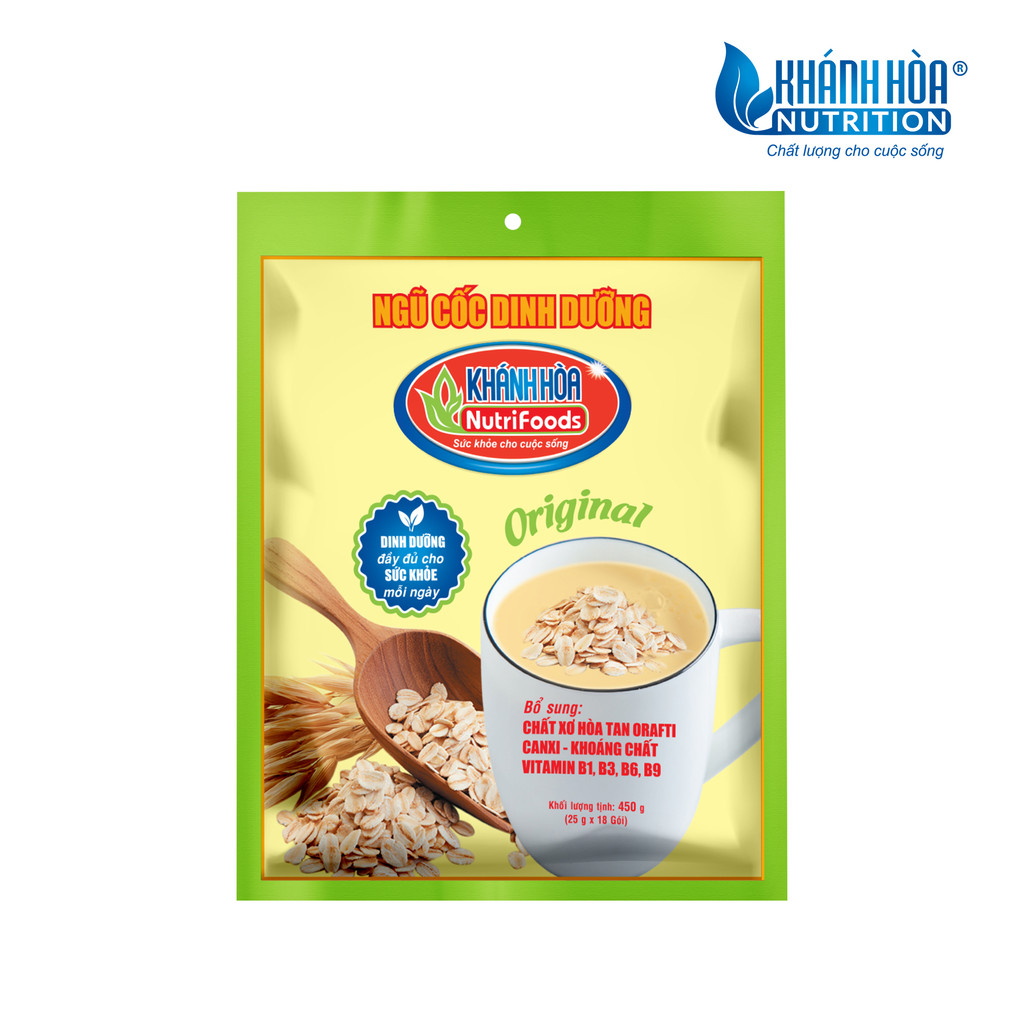 Ngũ Cốc Dinh Dưỡng - Khánh Hòa NutriFoods - Bổ Sung Chất Xơ Hòa Tan & Canxi -Khoáng Chất ,Vitamin (Túi 18 Gói x 25g)