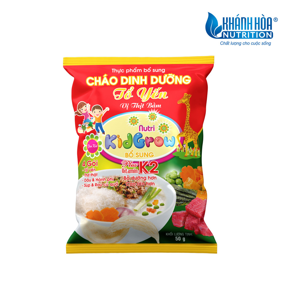 Cháo Dinh Dưỡng Tổ Yến - Khánh Hòa NutriFoods - Vị Thịt Bằm (Thùng 30 Gói x 50 G )