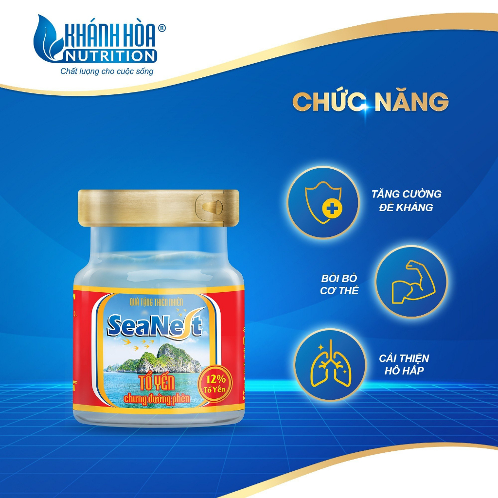 Yến Sào Chưng Đường Phèn Cao Cấp 12% - Khánh Hòa Nutrition - Lọ 70 ML
