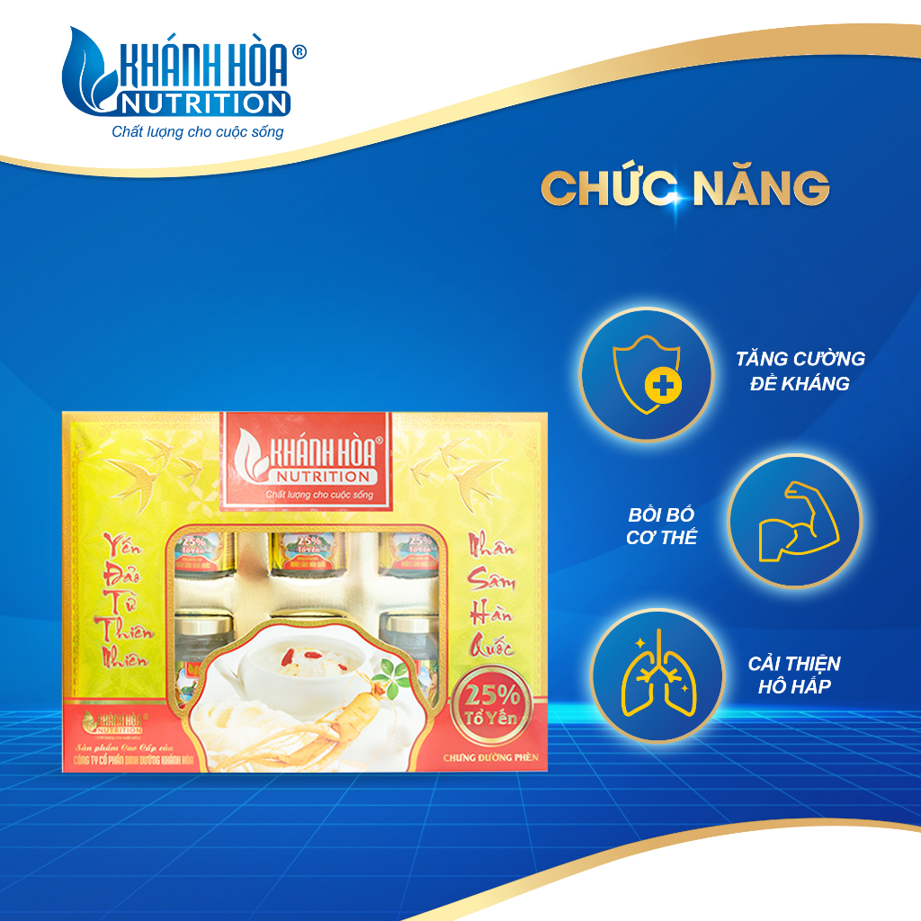 Hộp Quà Yến Sào Chưng Nhân Sâm Hàn Quốc 25% - Khánh Hòa Nutrition ( Hộp 6 lọ x 70 ML )