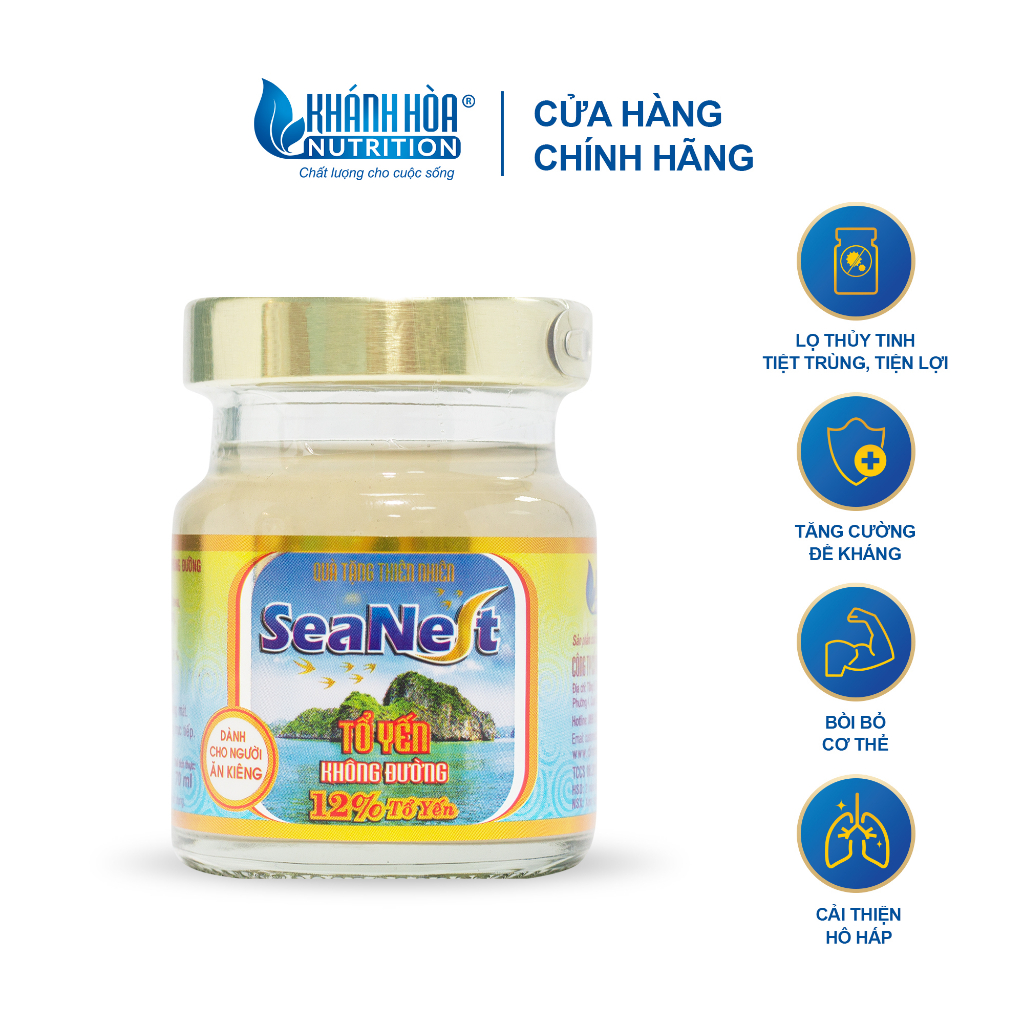 Nước Yến Sào Không Đường 12% Tổ Yến Seanest - Khánh Hòa Nutrition - Lọ 70 ML
