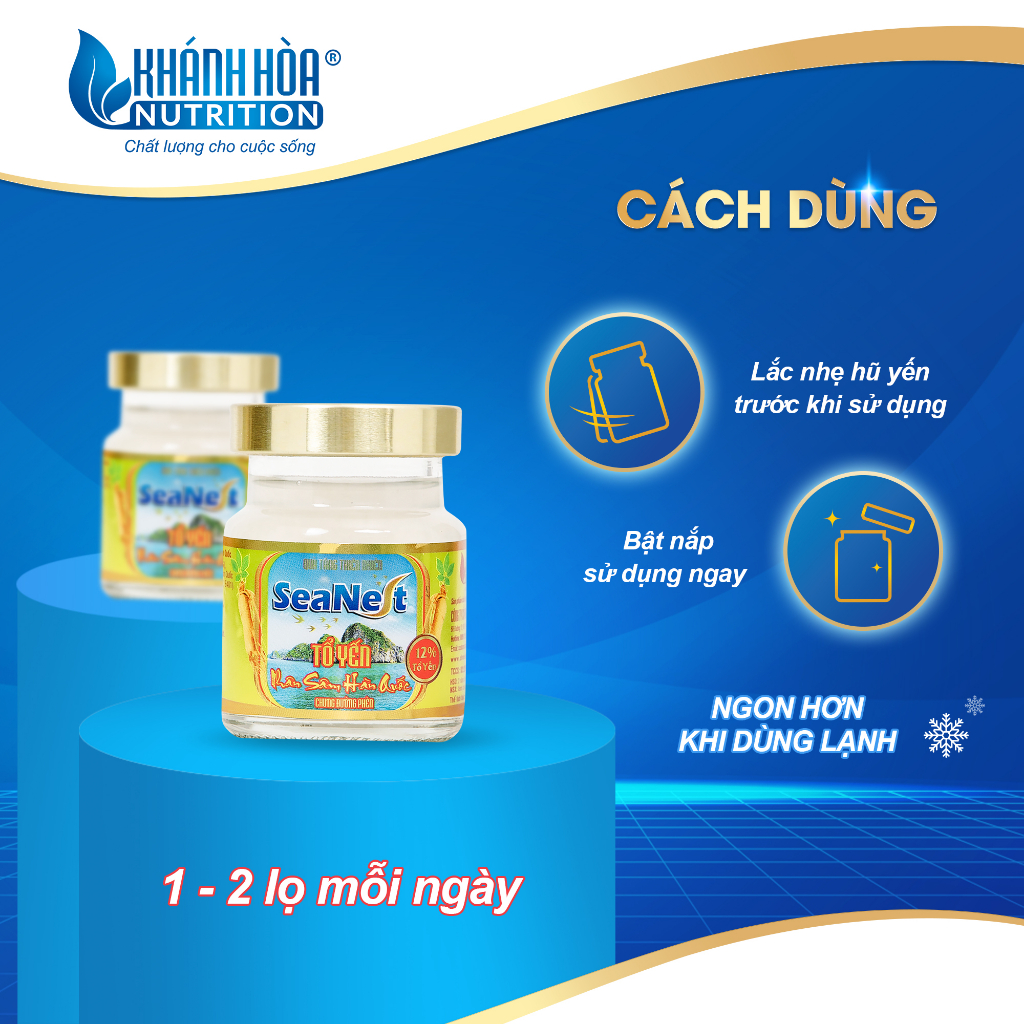 Nước Yến Sào 12% Tổ Yến Chưng Nhân Sâm Hàn Quốc - Khánh Hòa Nutrition - Lọ 70 ML