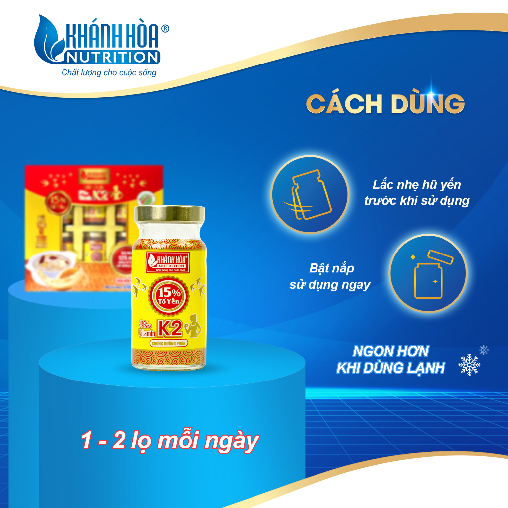 Nước Yến Sào 15% Tổ Yến Bổ Sung Vitamin K2 Khánh Hòa Nutrition ( 6 lọ x 125ml )