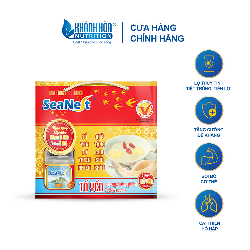 Nước Yến Sào Chưng Đường Phèn 12% - Khánh Hòa Nutrition - Block 5 Tặng 1 ( Lọ 70 Ml )