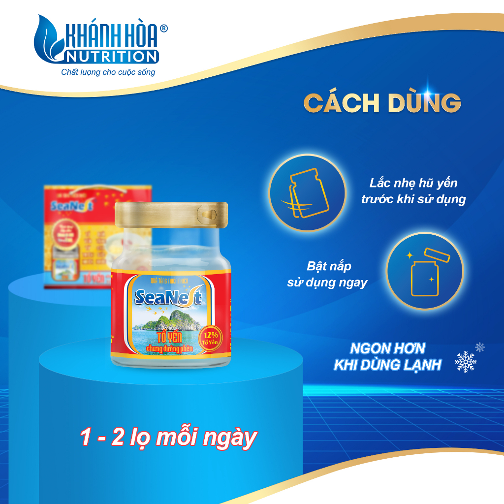 Nước Yến Sào Chưng Đường Phèn 12% - Khánh Hòa Nutrition - Block 5 Tặng 1 ( Lọ 70 Ml )