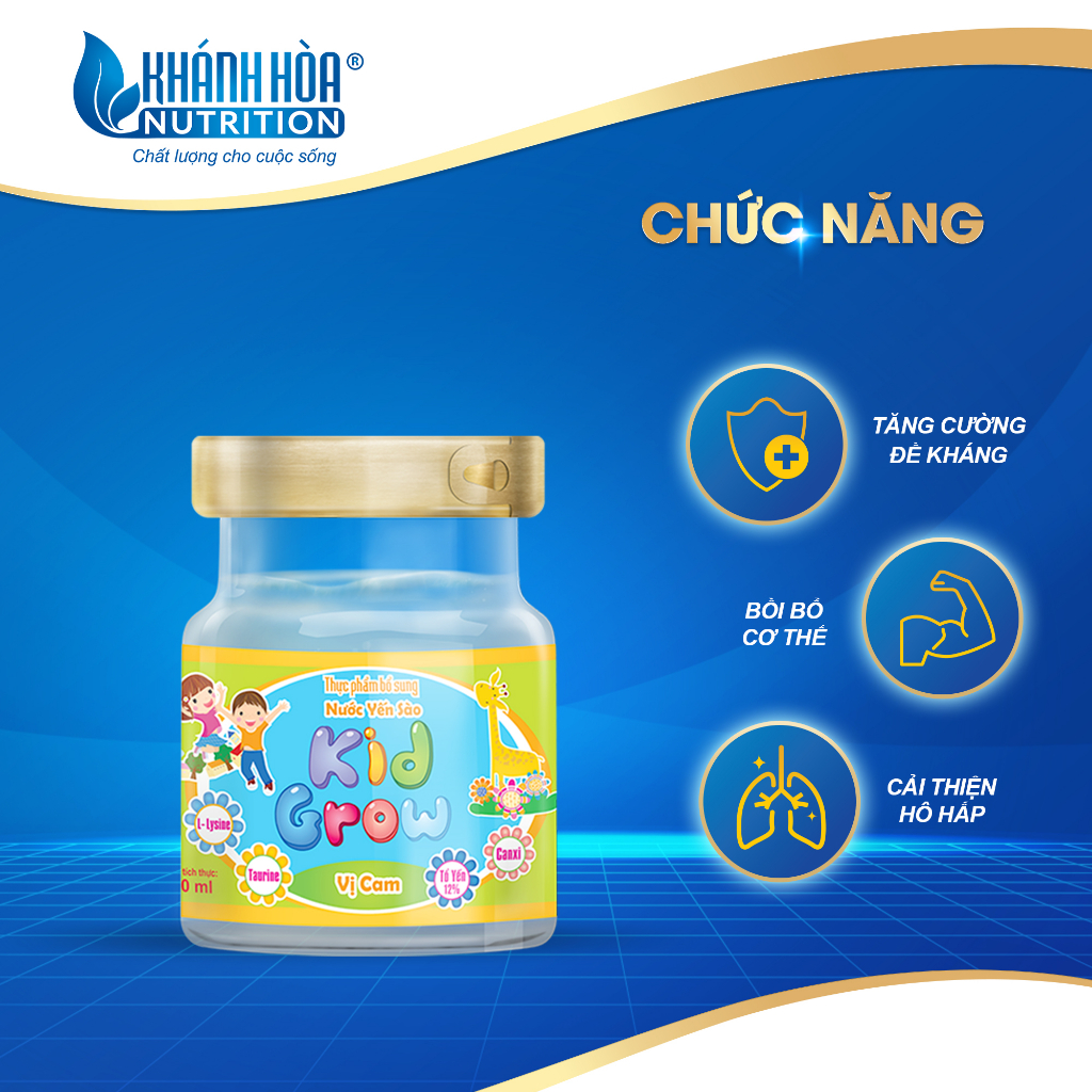 Nước Yến Sào Cho Bé KidGrow Vị Cam 12% Tổ Yến  - Khánh Hòa Nutrition - Lọ 70ml