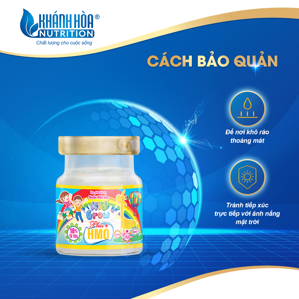 Nước Yến Sào Cho Bé Kidgrow 18% Bổ Sung HMO - Khánh Hòa Nutrition - ( 6 lọ x 70 ML )
