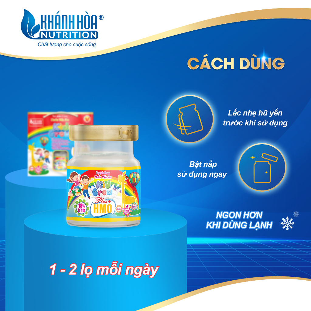 Nước Yến Sào Cho Bé Kidgrow 18% Bổ Sung HMO - Khánh Hòa Nutrition - ( 6 lọ x 70 ML )