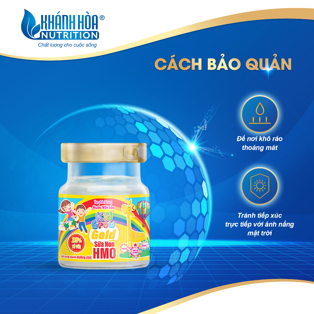 Block Nước Yến Sào Cho Bé KIDGROW Gold 25% tổ yến plus HMO (Block 6 lọ x 70ml)