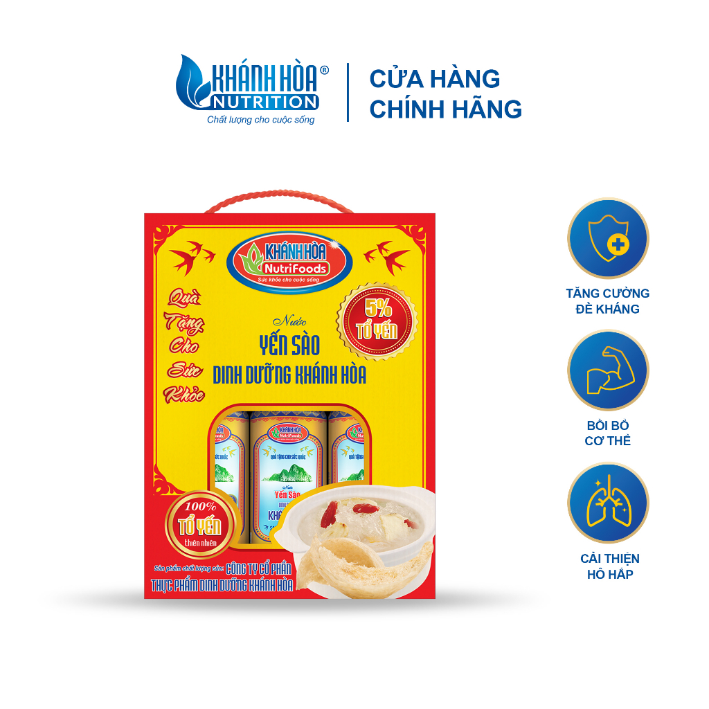 Hộp Quà Lon Đứng Nước Yến Sào 5% - Khánh Hòa NutriFoods  ( 6 lon / 190ml )