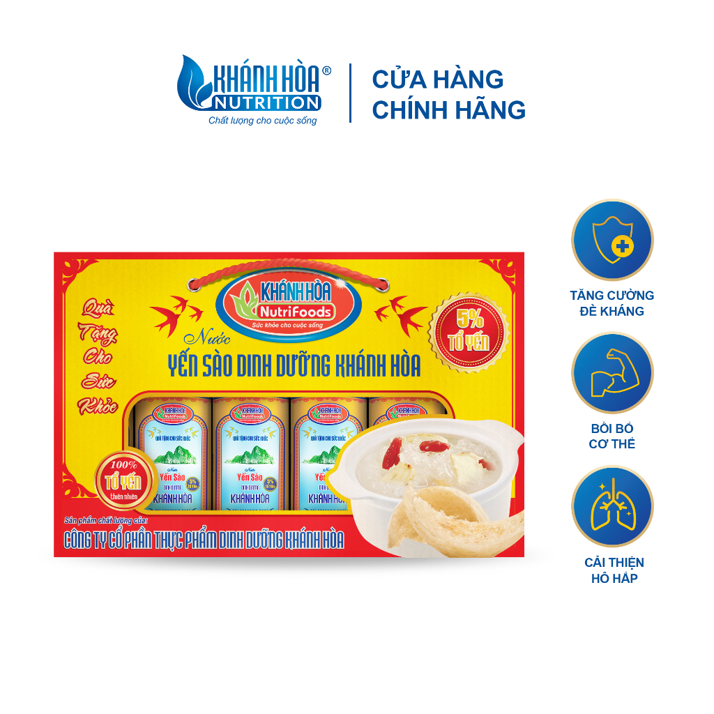 Hộp Quà Ngang Nước Yến Cao Cấp 5% - Khánh Hòa NutriFoods - 6 Lon x 190 ML