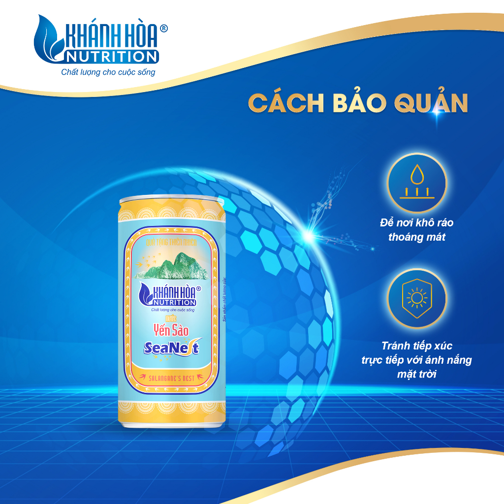 Nước Yến Sào Cao Cấp Seanest 3% Tổ Yến -  Lon 190 ML (6 Lon/ Lốc) - Khánh Hòa Nutrition