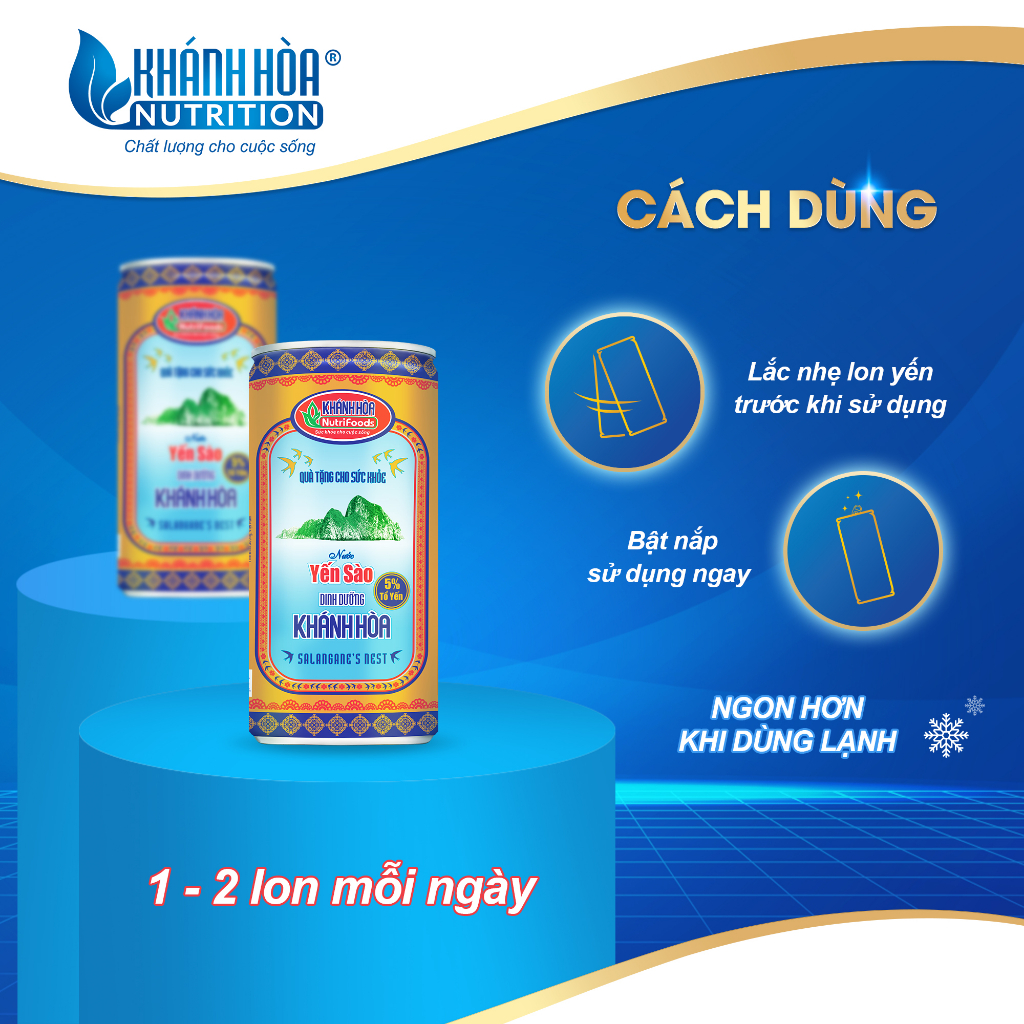 Lốc Nước Yến Sào Lon 5% Cao Cấp - Khánh Hòa NutriFoods - Lốc 6 Lọ x 190 ML