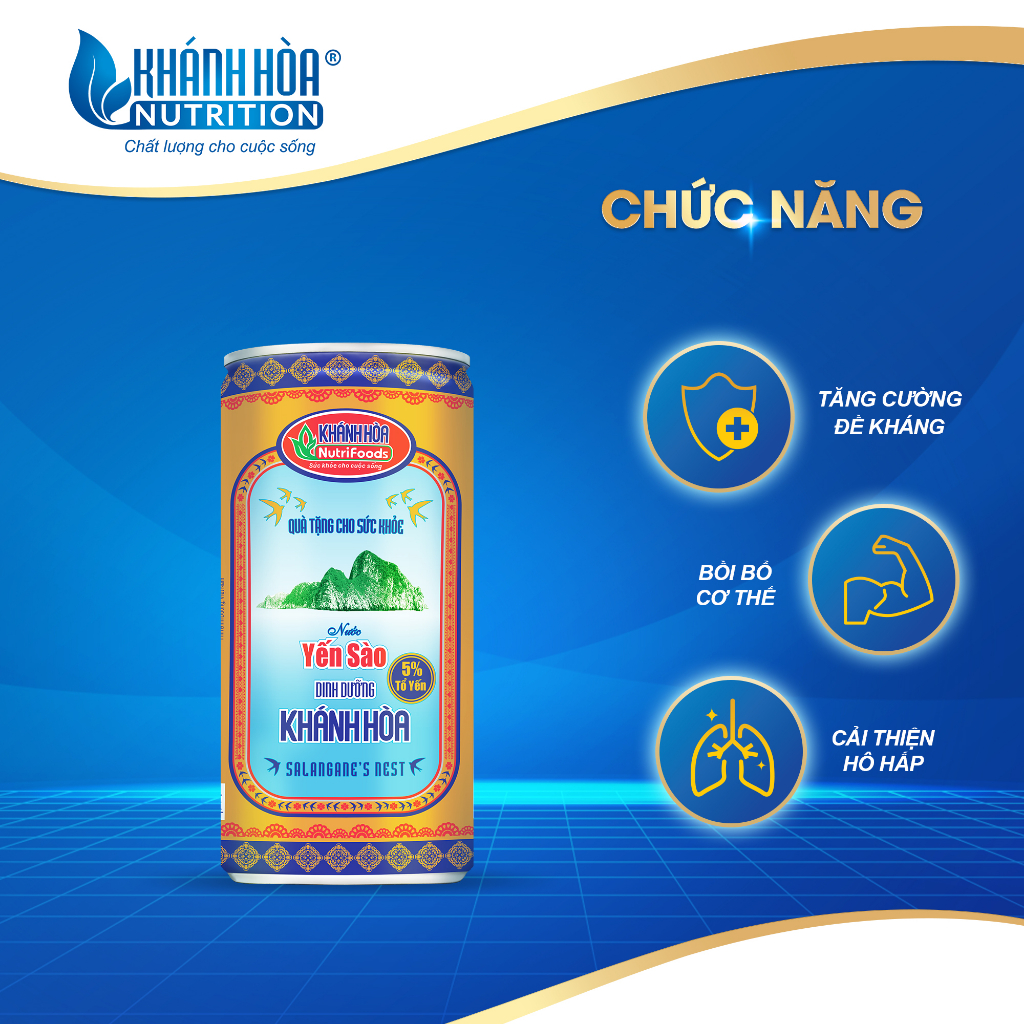 Lốc Nước Yến Sào Lon 5% Cao Cấp - Khánh Hòa NutriFoods - Lốc 6 Lọ x 190 ML