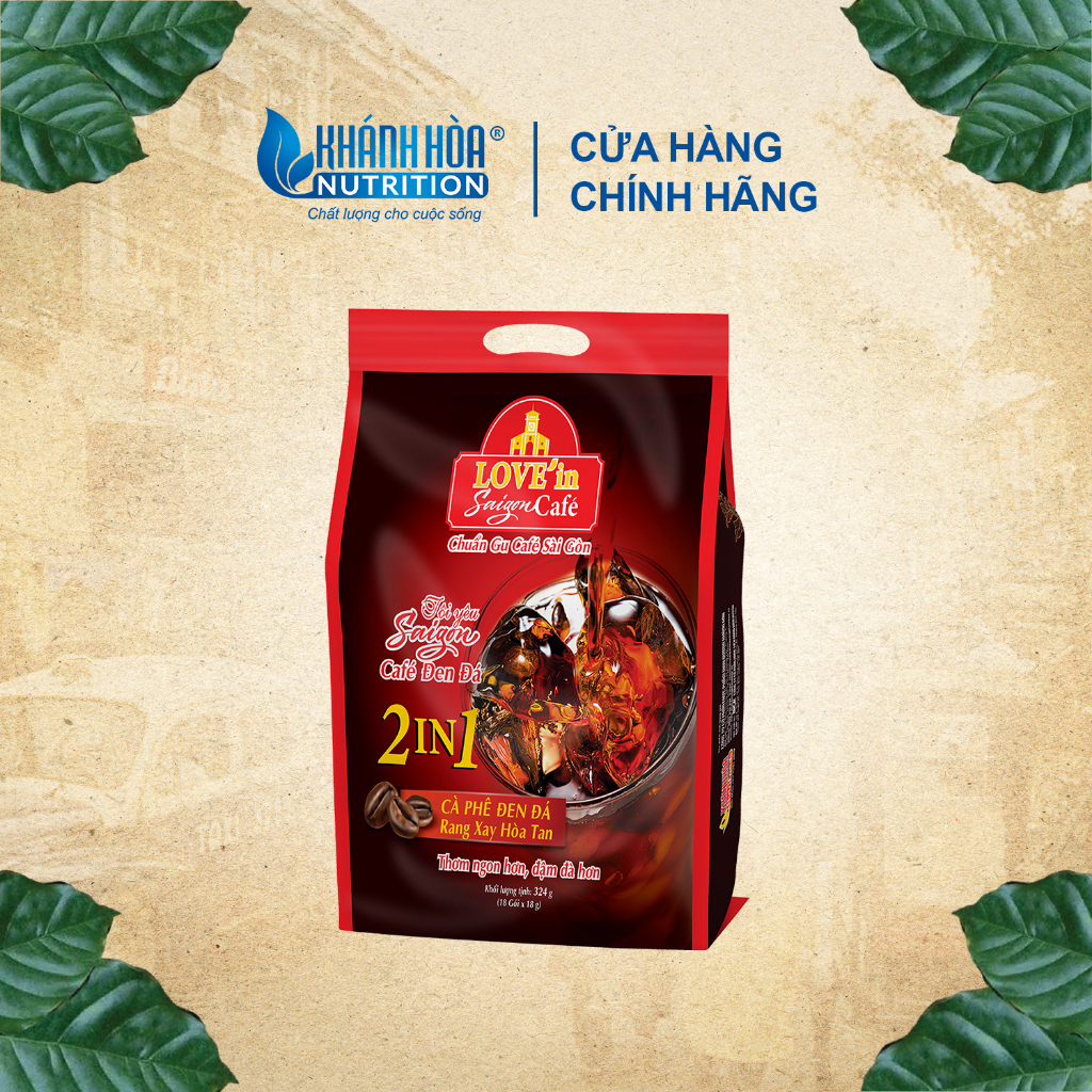 Cà Phê Đen Đá Rang Xay Hòa Tan 2IN1 LOVE’IN SAIGON CAFE - Khánh Hòa Nutrifoods (Túi 18 gói x 18g)