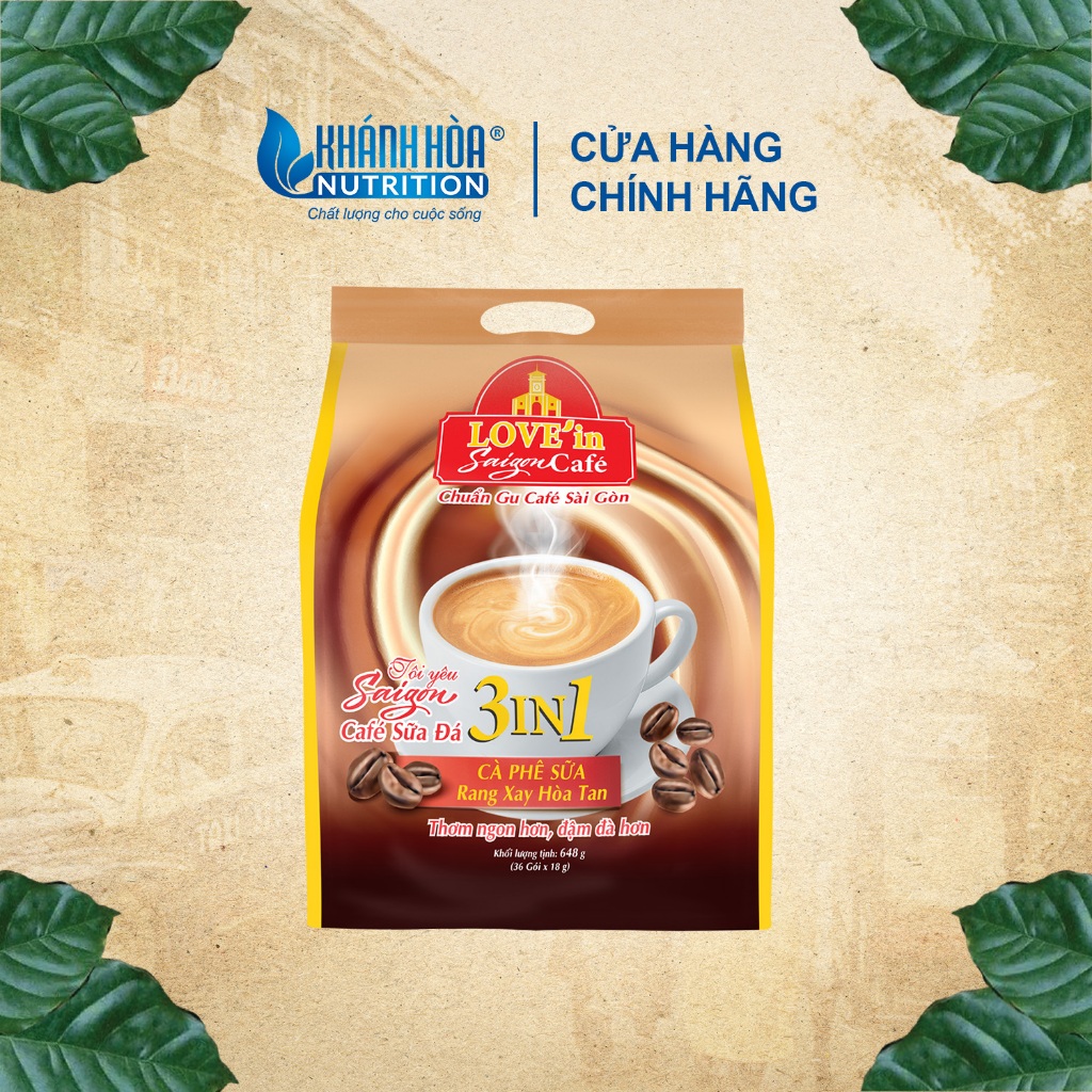 Cà Phê Sữa Rang Xay Hòa Tan 3IN1 LOVE’IN SAIGON CAFE - Khánh Hòa NutriFoods (Túi 18 gói x 18g)