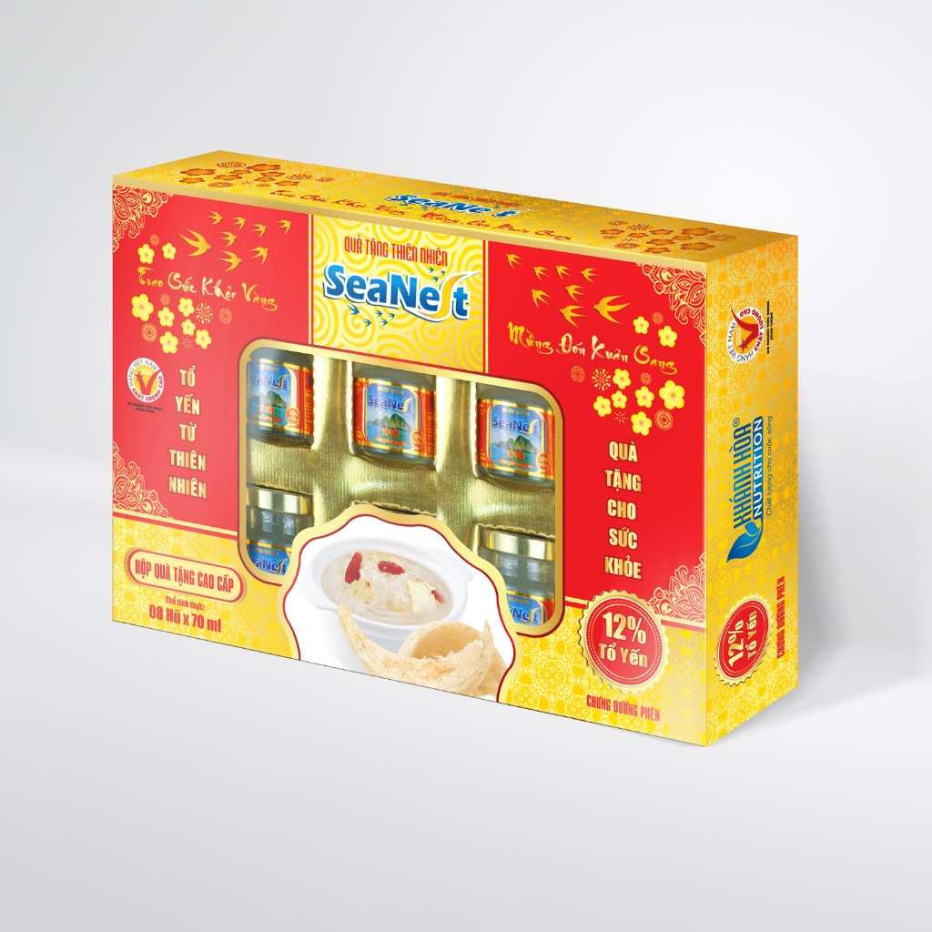 Hộp Quà Tết 12% Tổ Yến Chưng Đường Phèn - 8 Lọ x 70ml - Khánh Hòa Nutrition