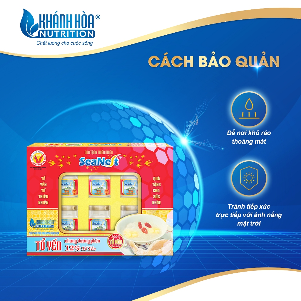 [ Hộp 6 Tặng 2]  Hộp Quà Nước Yến Sào 12% Tổ Yến Chưng Đường Phèn SeaNest - Khánh Hòa Nutrition - 8 Lọ x 70ml