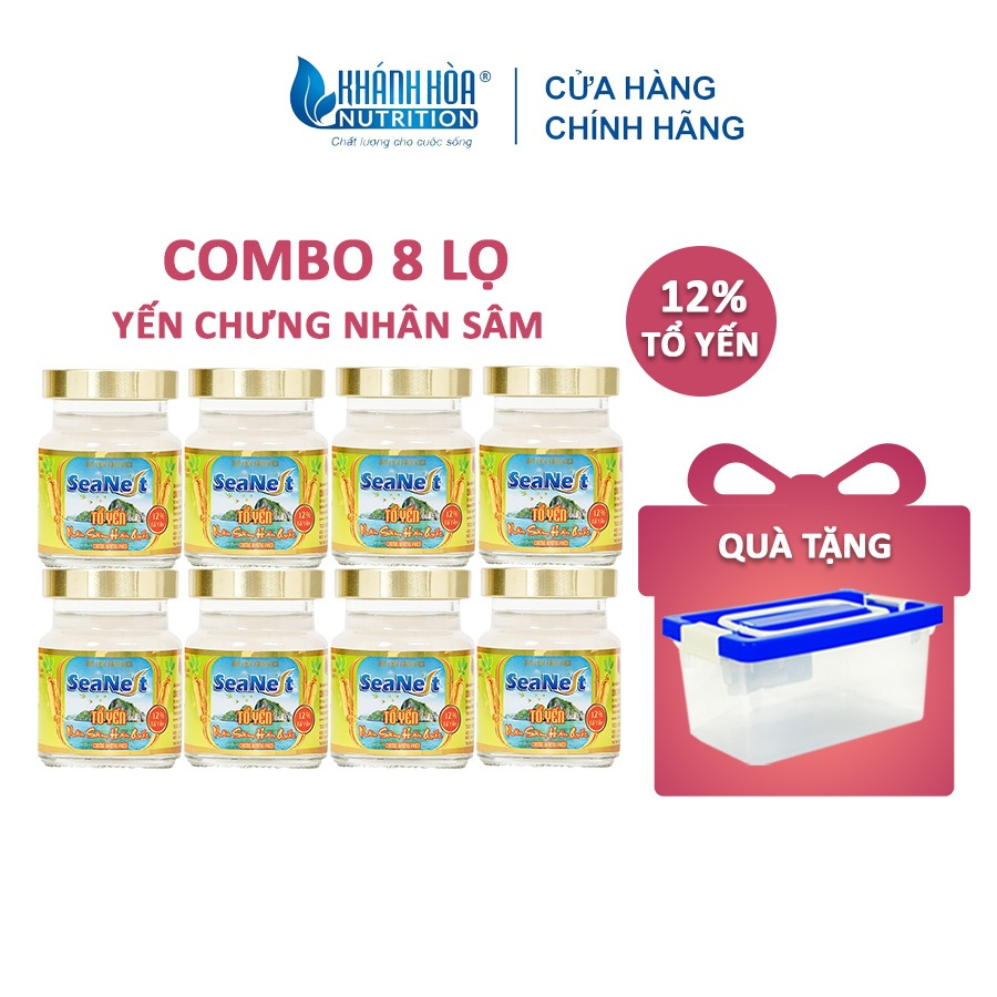 [TẶNG 1 HỘP NHỰA] Combo 8 Lọ Yến 12% Tổ Yến Chưng Nhân Sâm Hàn Quốc - Khánh Hòa Nutrition - 8 Lọ x 70ml