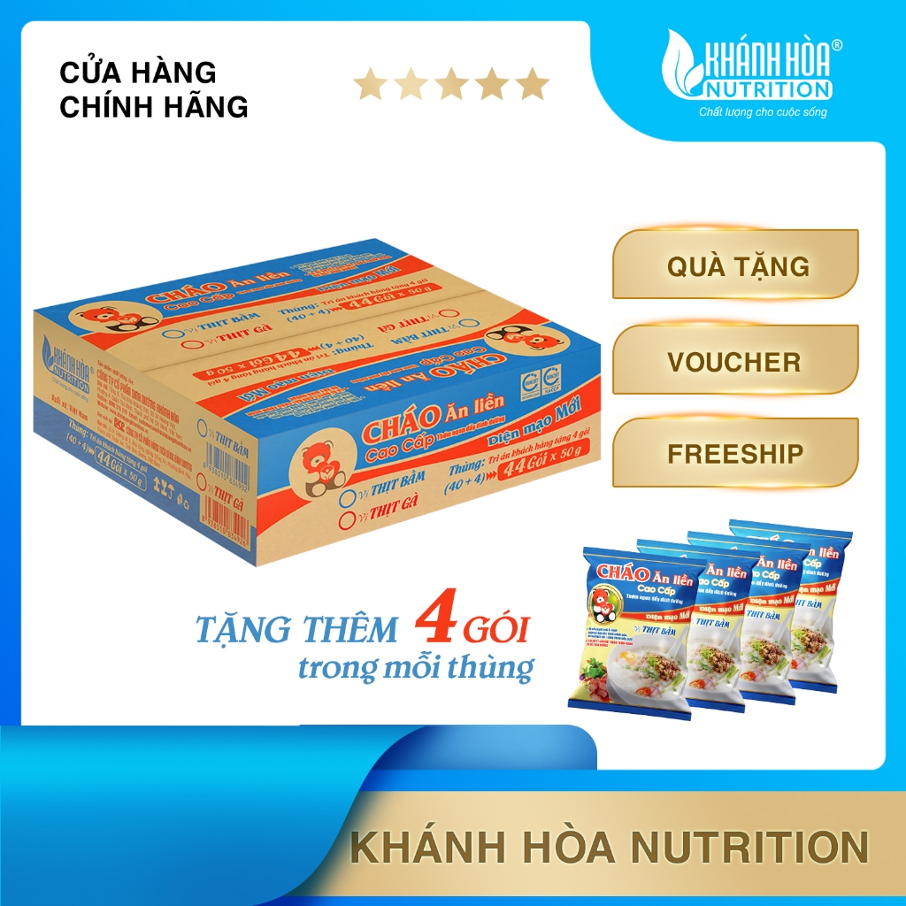 Cháo Ăn Liền Vị Thịt Bằm - Khánh Hòa Nutrition (Thùng 44 gói x 50g)