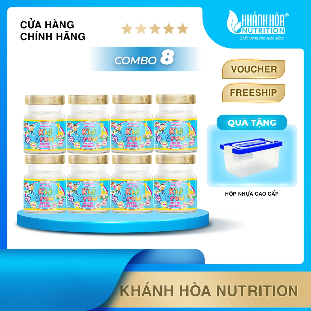 [TẶNG 1 HỘP NHỰA] Combo 8 Lọ Yến KidGrow Cho Bé 12% Tổ Yến Hương Tự Nhiên - Khánh Hòa Nutrition - 8 Lọ x 70ml