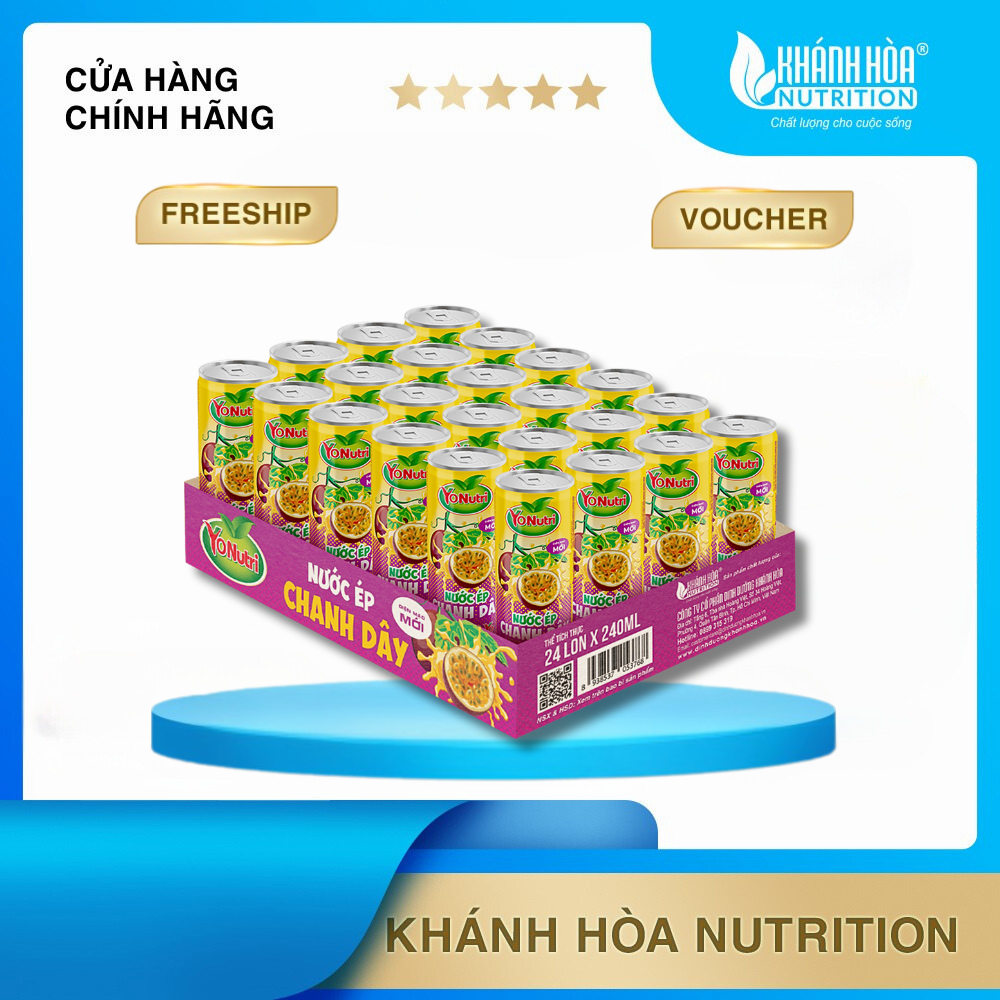Khay 24 Lon Nước Ép Chanh Dây YoNutri -  24 lon x 240ml