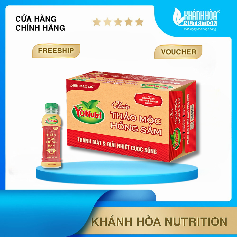 Thùng 24 Chai Nước Thảo Mộc Hồng Sâm YoNutri - Chai 350ml