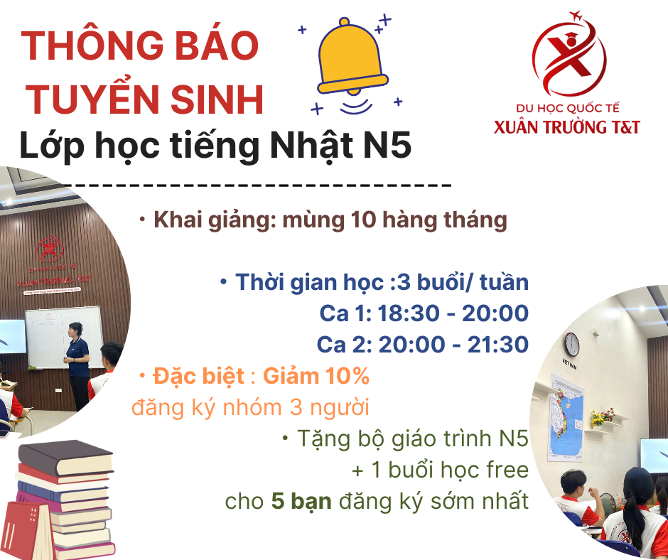 Tuyển sinh lớp học tiếng Nhật N5