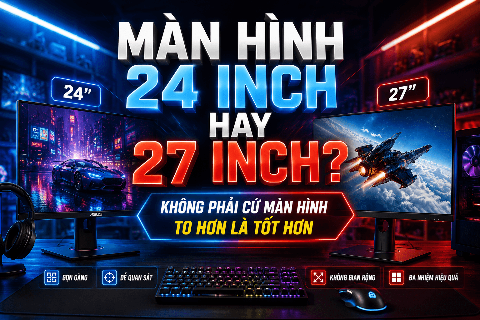 Màn Hình 24 Inch Hay 27 Inch? Không Phải Cứ Màn Hình To Hơn Là Tốt Hơn