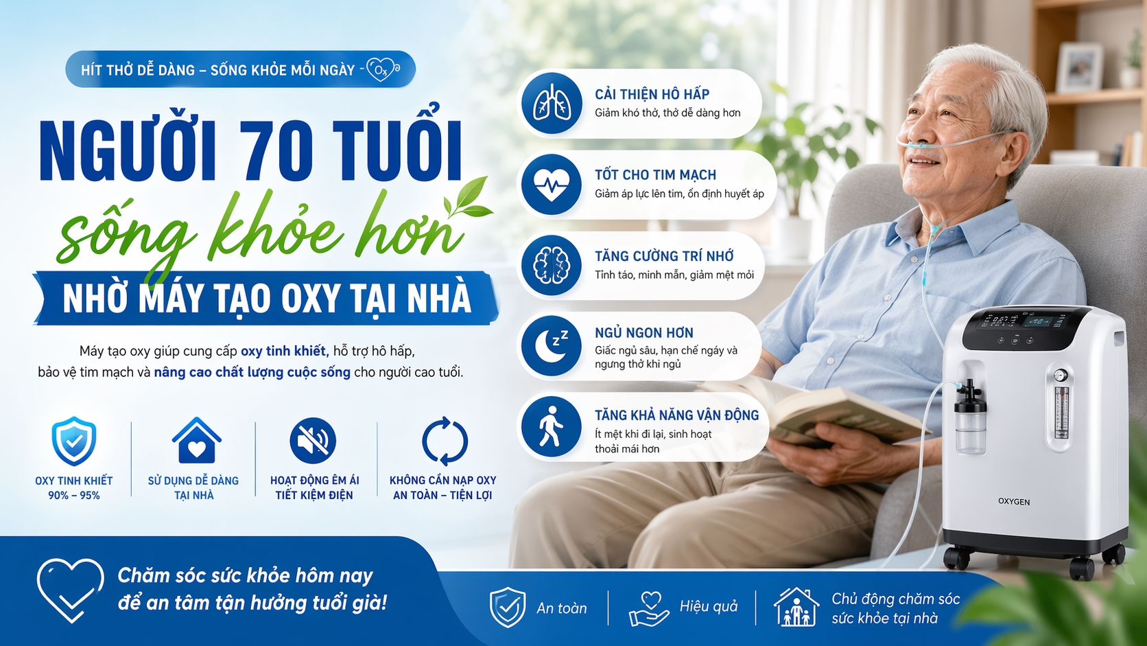 Máy Tạo Oxy Tại Nhà Giúp Người Cao Tuổi Sống Khỏe Hơn