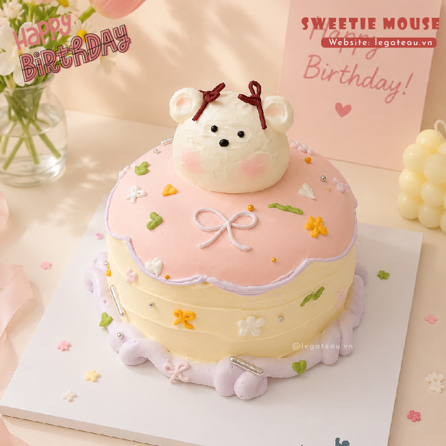 Bánh Sweetie Mouse – Chuột Nơ Hồng