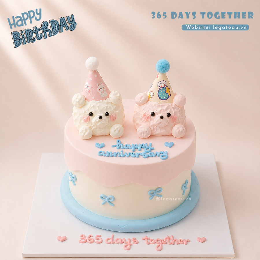 Bánh 365 Days Together – Đôi Bạn Gấu