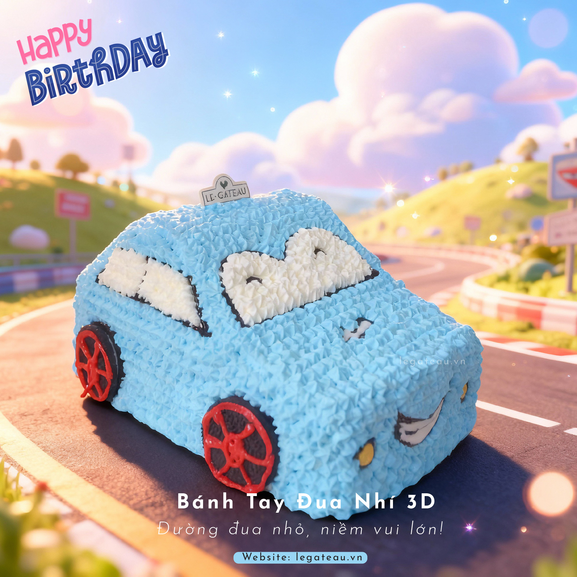 Bánh kem oto thể thao 3D