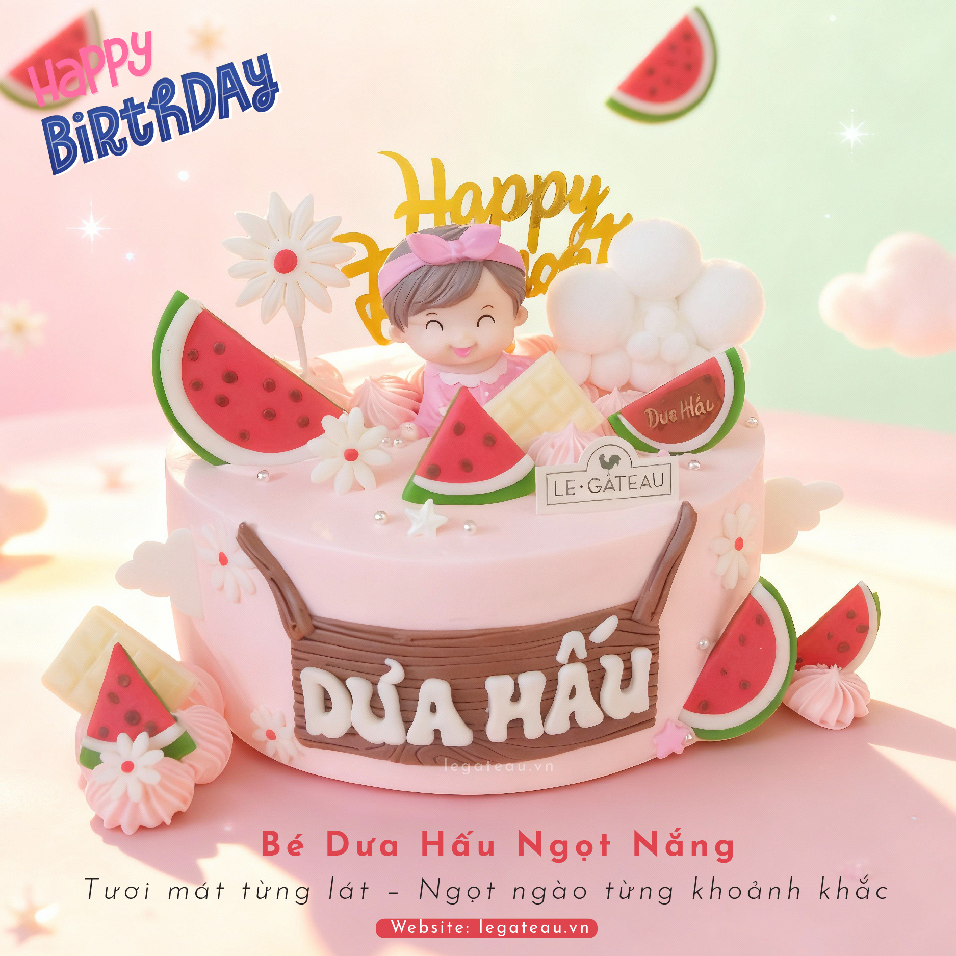 Bánh kem bé dưa hấu