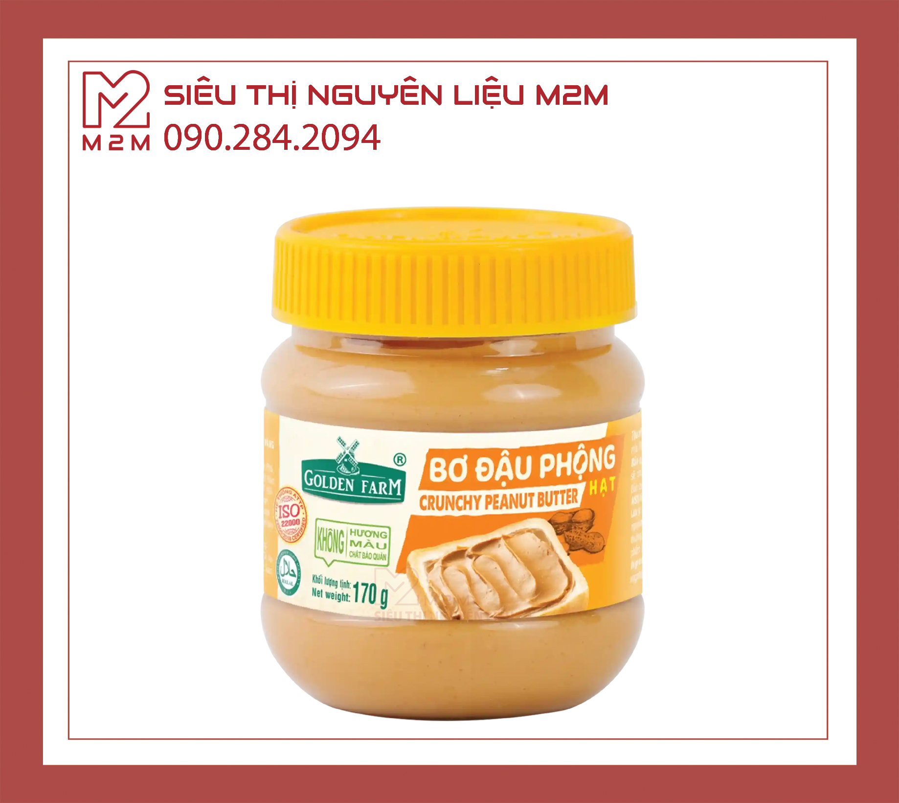 Bơ Đậu Phộng Có Hạt Nắp Vàng Golden Farm 340gr