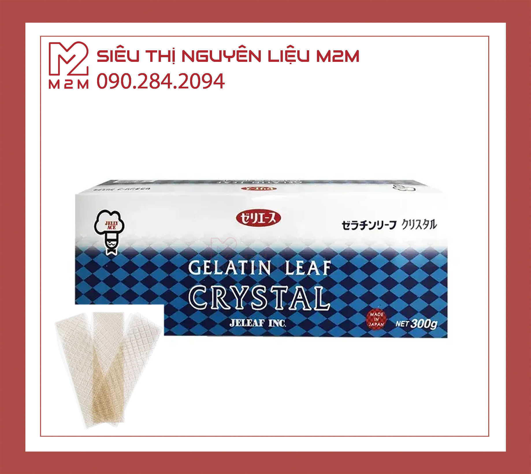 Gelatine Lá JeLeaf Crystal hộp 300gr