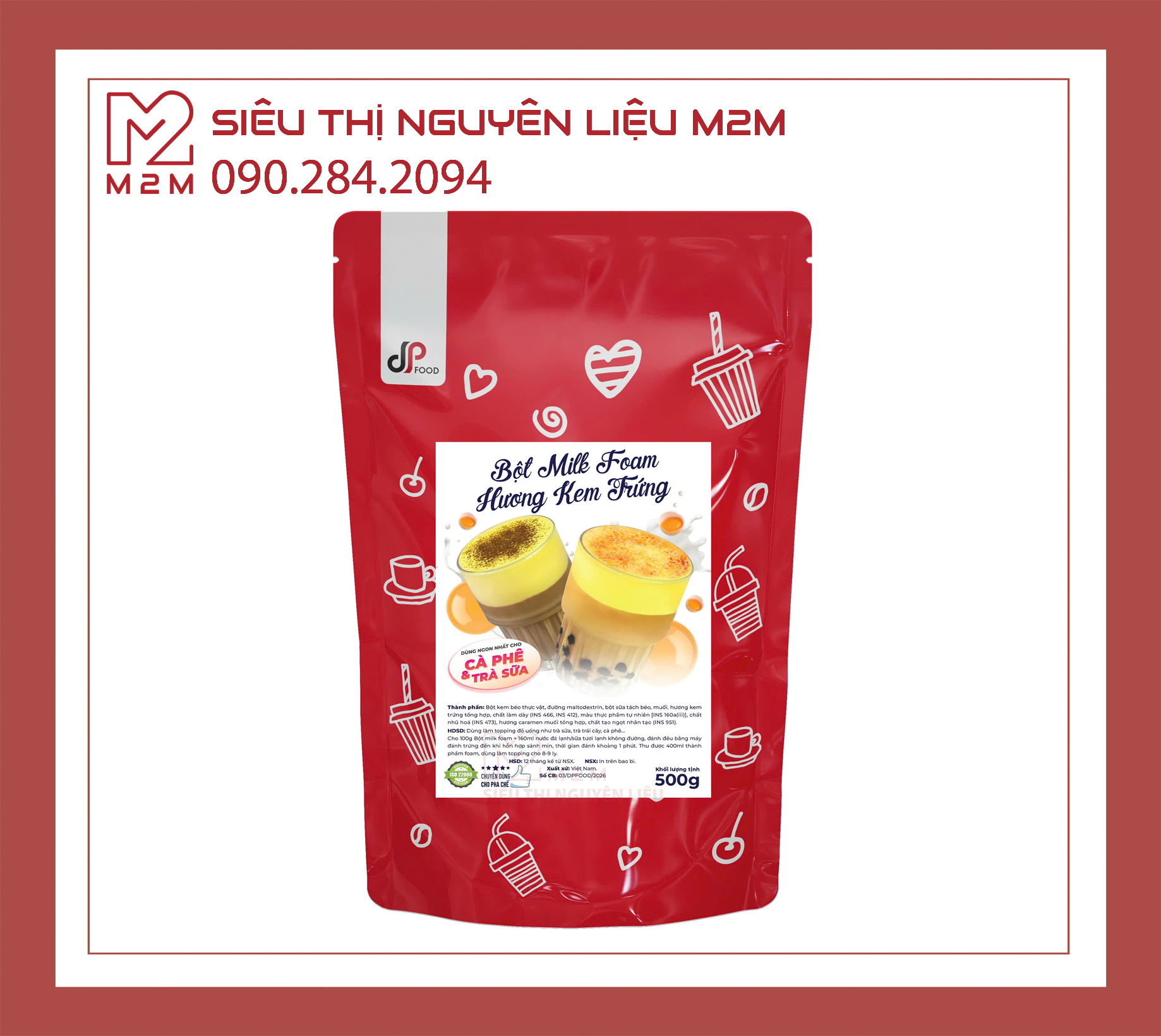 Bột Milk Foam Hương Kem Trứng DPFood 500g (Egg Custard Milk Foam Powder)