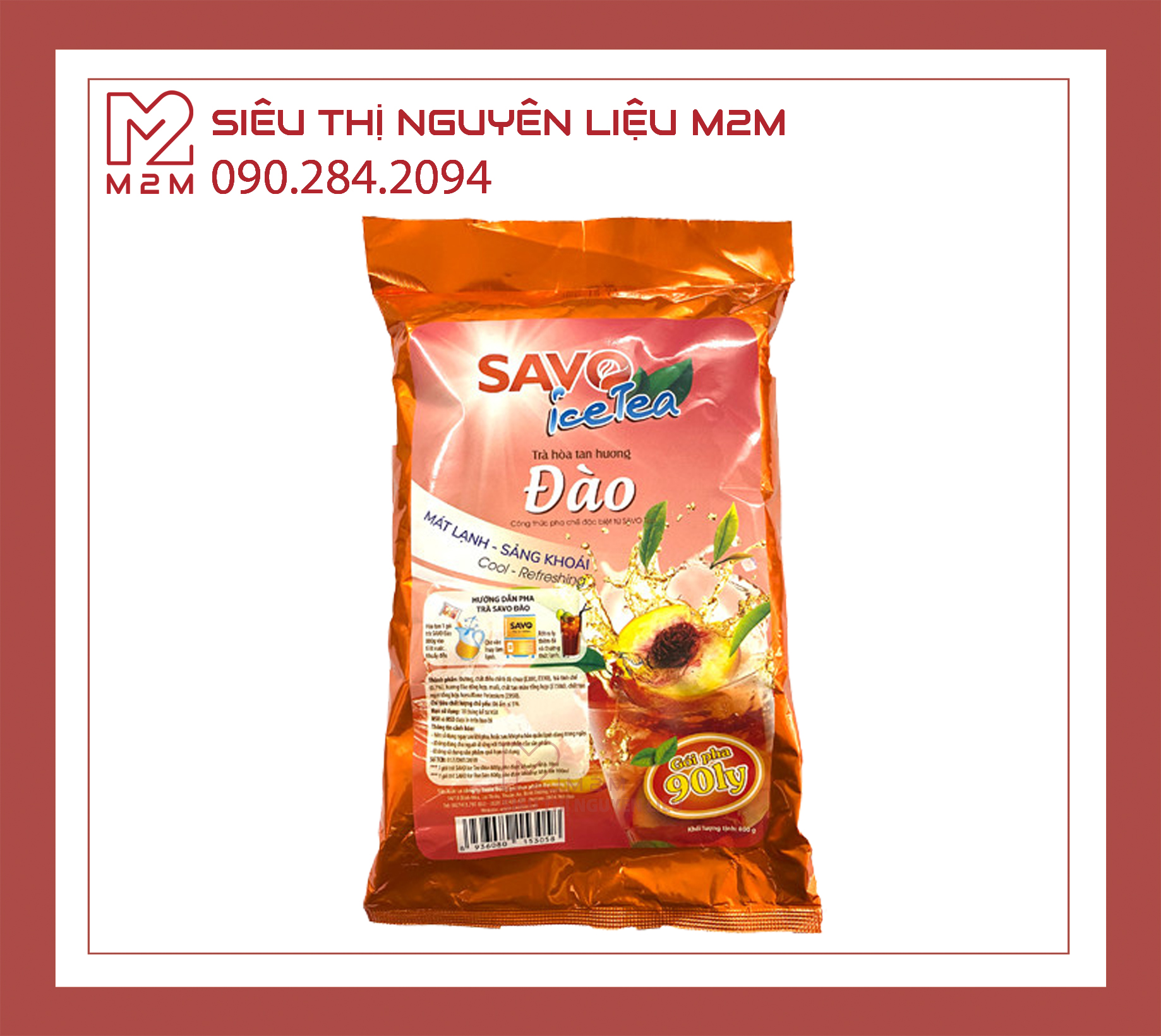 Trà đào hòa tan SAVO túi 800gr