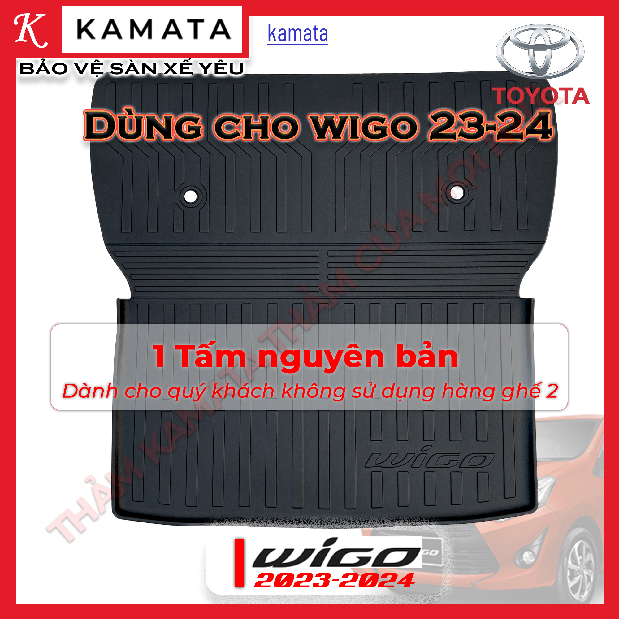 Thảm lót cốp xe ô tô Toyota Wigo 2017 -2023 chất liệu TPV cao cấp mới nhất
